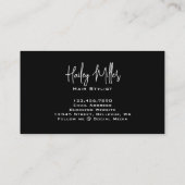 Minimalistischer Chic Stilftiges Skript Schwarz un Visitenkarte (Rückseite)