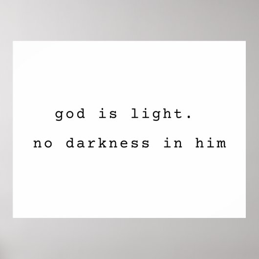 Minimalistischer christlicher Poster Gott ist Lich (Vorne)