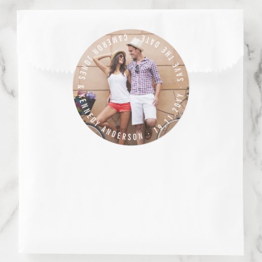 Minimalistischer Circle Text Einfaches Save the Da Runder Aufkleber (Tasche)