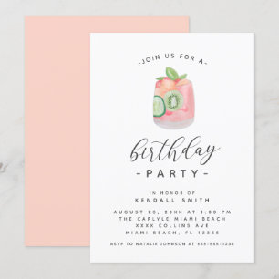 Minimalistischer Cocktail Geburtstagsparty Einladung