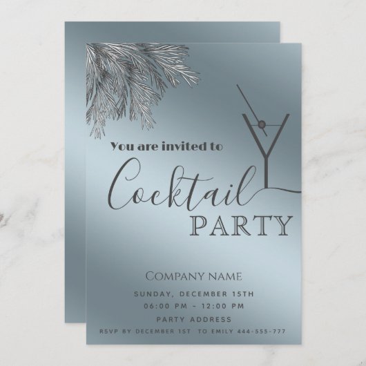 Minimalistischer Cocktail im Kiefernwald Party Wei Einladung (Vorne/Hinten)