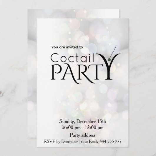 Minimalistischer Cocktail Party Einladung (Vorne/Hinten)