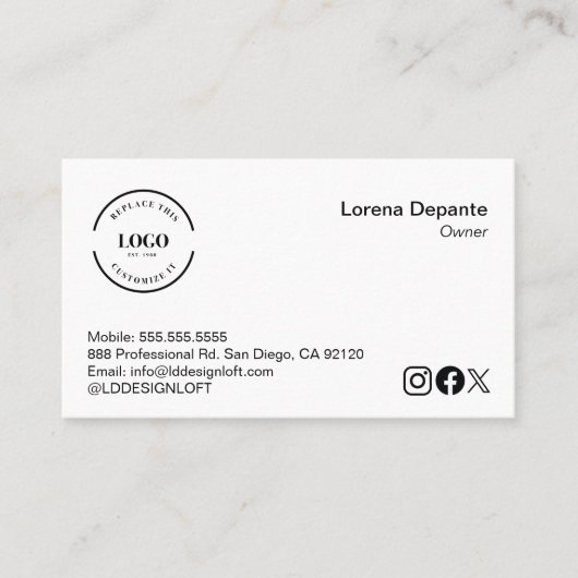 Minimalistischer Code für Social Media-QR Visitenkarte (Vorderseite)