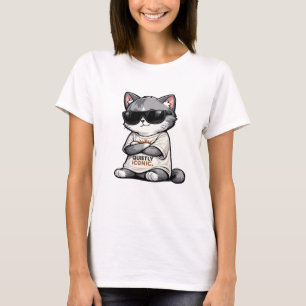 Minimalistischer cooler Kater mit Sonnenbrille und T-Shirt