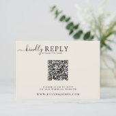 Minimalistischer Cream Milky Boho Chic QR Code Hoc RSVP Karte (Stehend Vorderseite)