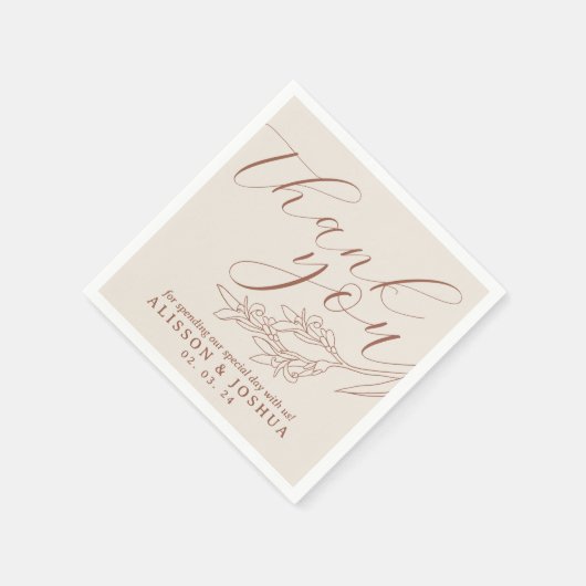 Minimalistischer Creme und Terracotta Serviette (Ecke)