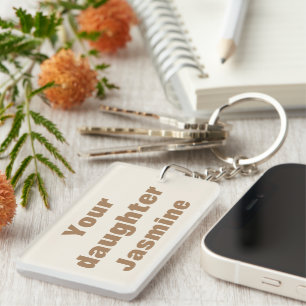 Minimalistischer Cremfarbener Visitor-ID-Schlüssel Schlüsselanhänger