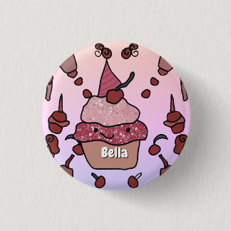 Minimalistischer Cupcake mit Kirsche und Sprinklen Button