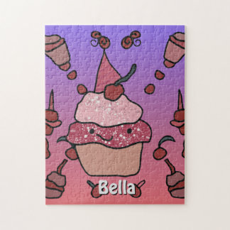 Minimalistischer Cupcake mit Kirsche und Sprinklen Puzzle