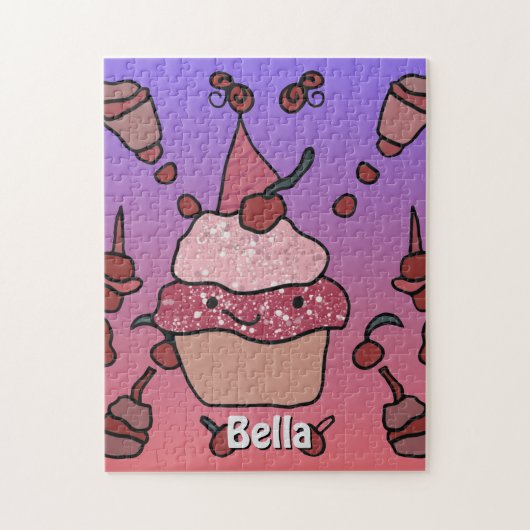 Minimalistischer Cupcake mit Kirsche und Sprinklen Puzzle (Vertikal)