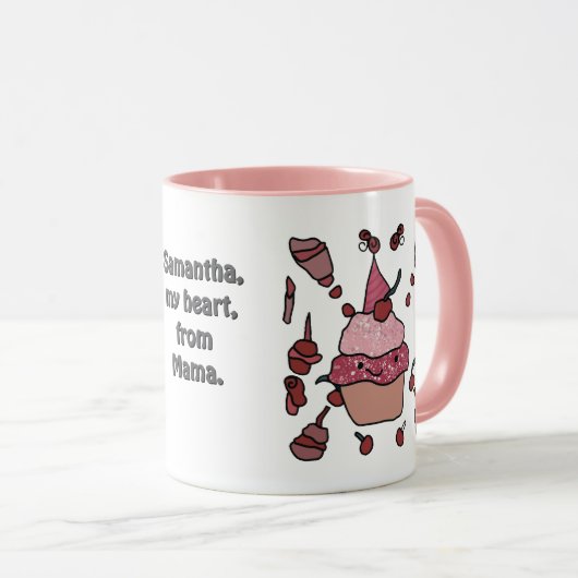 Minimalistischer Cupcake mit Kirsche und Sprinklen Tasse (VorderseiteRechts)