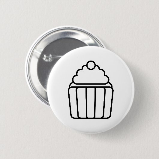 Minimalistischer Cupcake-Umriss-Button Button (Vorne & Hinten)