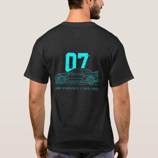 Minimalistischer Cyberpunk Nr. 07 Blockcore T-Shirt (Rückseite)