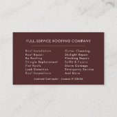 Minimalistischer Dachdecker Bordeaux Gold Modern Visitenkarte (Rückseite)