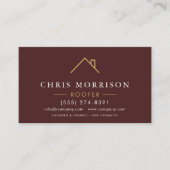 Minimalistischer Dachdecker Bordeaux Gold Modern Visitenkarte (Vorderseite)
