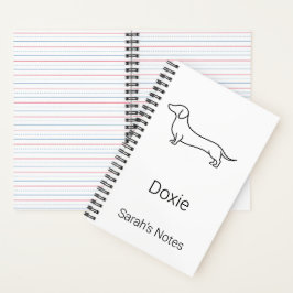 Minimalistischer Dachshund personalisierter Name S Notizblock