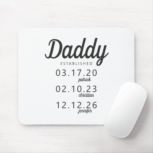 Minimalistischer Daddy als Geburtsname Mousepad (Mit Mouse)