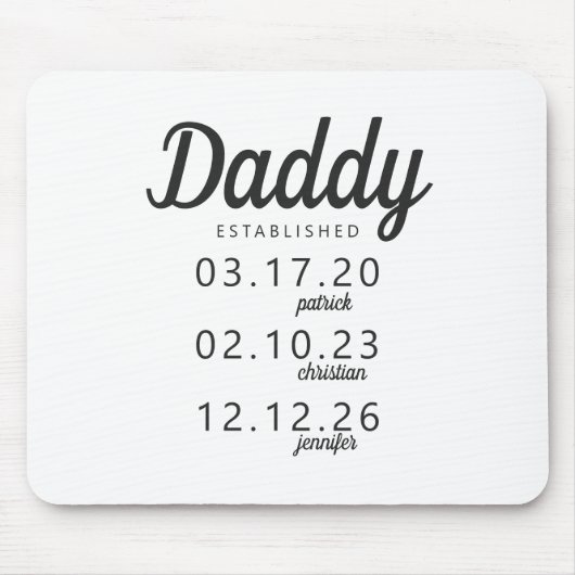 Minimalistischer Daddy als Geburtsname Mousepad (Vorne)