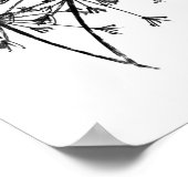 Minimalistischer Dandelion Digital Sketch Art Blac Poster (Ecke)