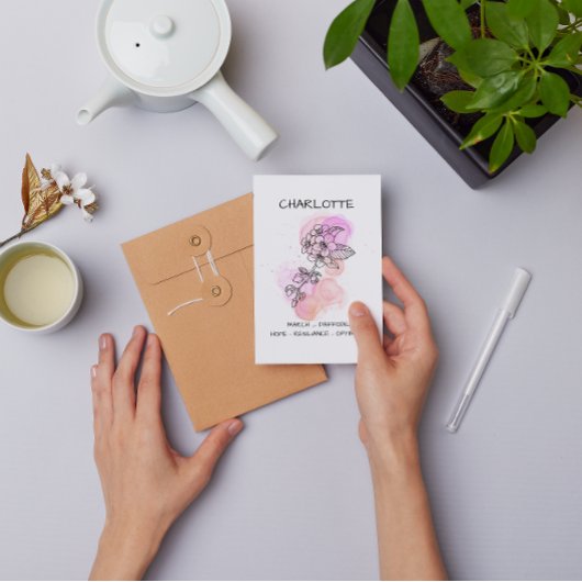 Minimalistischer Dank Cherry Blossom Pink Floral Postkarte