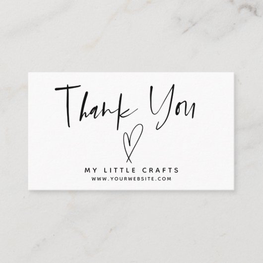 Minimalistischer Dank für Ihr Herz Klein-Unternehm Visitenkarte (Vorderseite)
