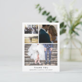 Minimalistischer Dank | Hochzeit mit vier Fotos Postkarte (Stehend Vorderseite)