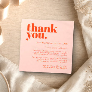 Minimalistischer Dank links Orange Pink Begleitkarte