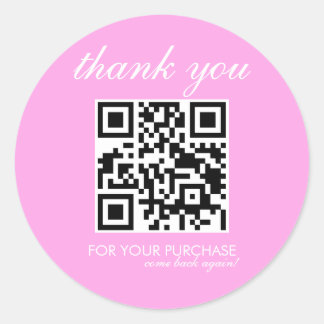 Minimalistischer Danke QR-Code Schrift Rosa Runder Aufkleber