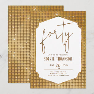Minimalistischer Deko Frame Gold Sequins 40. Gebur Einladung