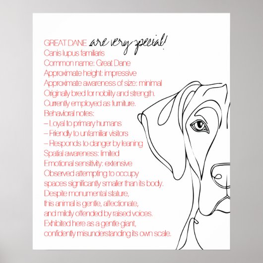 Minimalistischer Deutsche-Dogge-Plakat Poster (Vorne)
