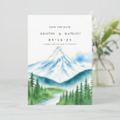 Minimalistischer digitaler Berg Save The Date (Stehend Vorderseite)