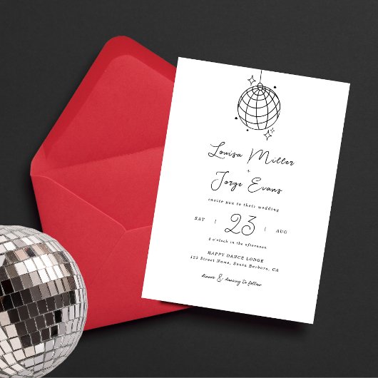 Minimalistischer Disco-Ball gedruckt oder digitale Einladung