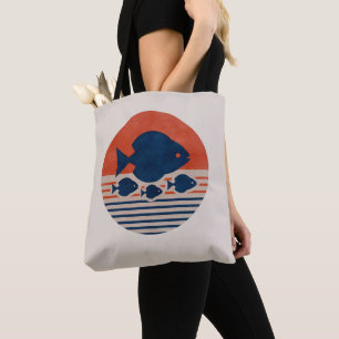 Minimalistischer Diskus & Tetras Mid-Century-Kunst Tasche