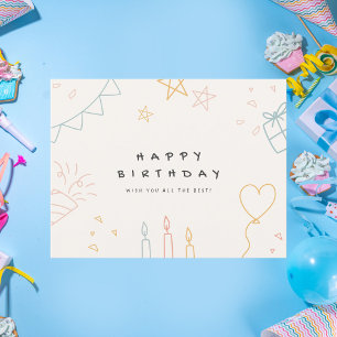 Minimalistischer Doodle-Geburtstag Postkarte