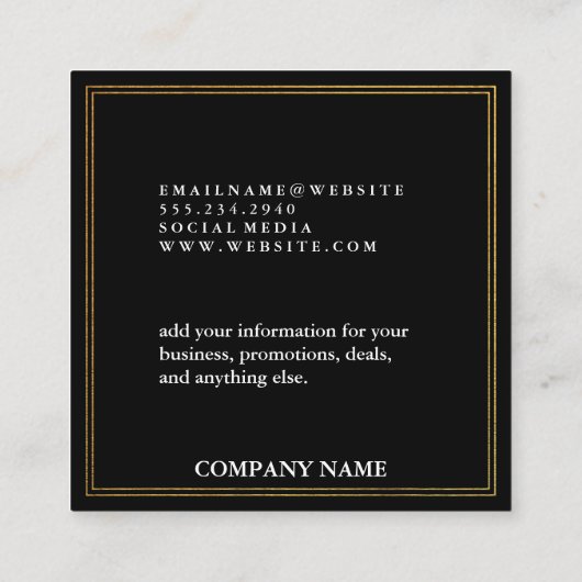 Minimalistischer Double Gold-Akzent Quadratische Visitenkarte (Rückseite)