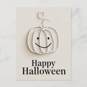Minimalistischer Draht-Kürbis Frohe Halloween-Grüß Postkarte