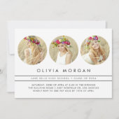 Minimalistischer Drei-Circle Foto Collage Abschlus Einladung (Vorderseite)