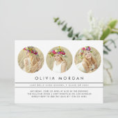 Minimalistischer Drei-Circle Foto Collage Abschlus Einladung (Stehend Vorderseite)