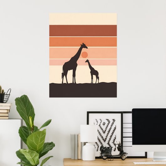Minimalistischer Dschungel Giraffe Art Poster (Heimbüro)