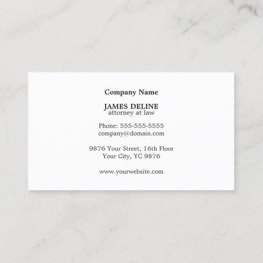 Minimalistischer dunkelgrauer Monogramm-Anwalt Visitenkarte (Rückseite)