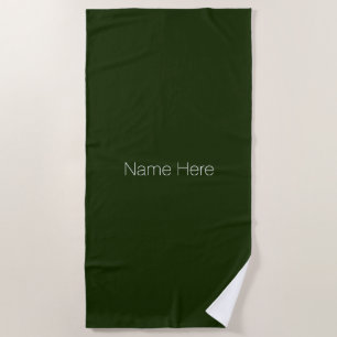 Minimalistischer dunkelgrüner individuelle Name Strandtuch