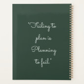 Minimalistischer dunkelgrüner Kundenmonat Planer (Rückseite)