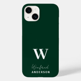 Minimalistischer dunkelgrüner Monogram-Individuell Case-Mate iPhone 14 Hülle