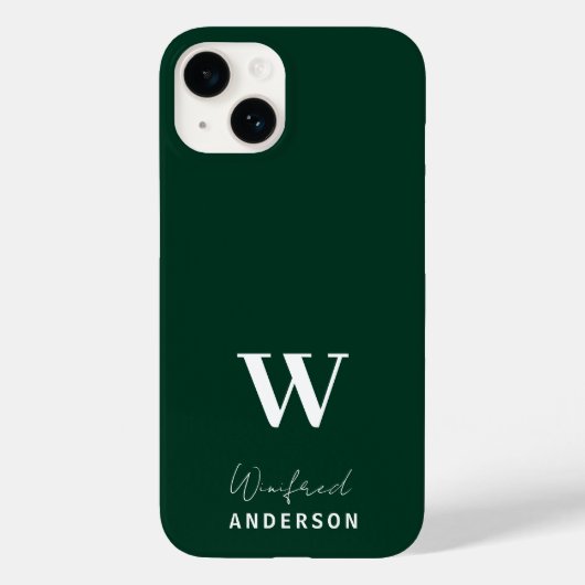 Minimalistischer dunkelgrüner Monogram-Individuell Case-Mate iPhone Hülle (Rückseite)