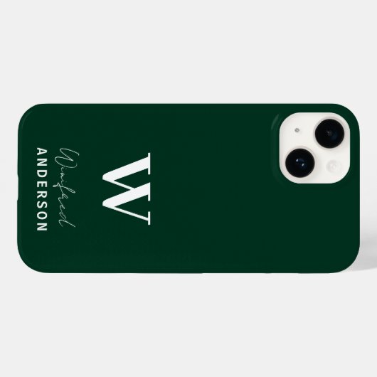 Minimalistischer dunkelgrüner Monogram-Individuell Case-Mate iPhone Hülle (Rückseite (Horizontal))