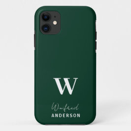 Minimalistischer dunkelgrüner Monogram-Individuell Case-Mate iPhone Hülle