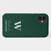 Minimalistischer dunkelgrüner Monogram-Individuell Case-Mate iPhone Hülle (Rückseite (Horizontal))