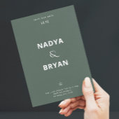 Minimalistischer dunkelgrüner QR-Code Winter Weddi Einladung