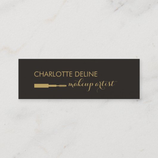Minimalistischer dunkler Goldrausch Makeup Artist Mini Visitenkarte (Vorderseite)