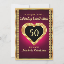 Minimalistischer dunkler Lila und goldener Geburts Einladung